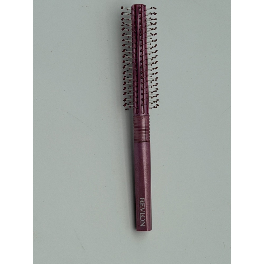 Revlon Small Round Hair Brush Purple Plum Vented Barrel Ball Tipped Bristles